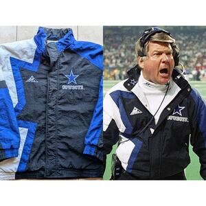 Dallas Cowboys 90s APEX puffer JIMMY Star jacket L black blue NFL Pro Line vtg